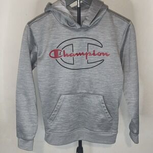 Boys Champion Gray Red Logo Hoodie Size 10/12